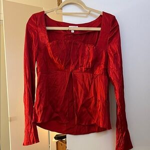 LPA  Red  Satin Long Sleeve Blouse
